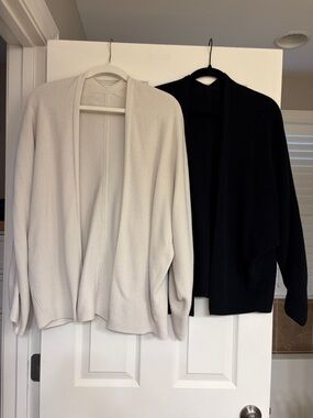 Lululemon - set of 2 Open-Front Boxy Cardigan Sweaters - Black and Cream